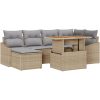 7-delad trädgårdsoffagrupp med kuddar i beige poly-rattan vidaXL 100 x 55 x 73 cm – miniatyr 2