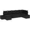 7-delad trädgårdsoffagrupp med kuddar i svart poly rattan vidaXL 319 x 154 x 85 cm – miniatyr 2