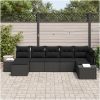 7-delad trädgårdsoffagrupp med kuddar i svart poly rattan vidaXL 319 x 154 x 85 cm – miniatyr 3