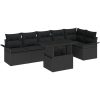 7-delad trädgårdsoffagrupp med kuddar Svart poly konstrotting vidaXL 100 x 55 x 73 cm – miniatyr 2