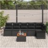 7-delad trädgårdsoffagrupp med kuddar svart Poly Rattan Akacia vidaXL 55 x 55 x 37 cm – miniatyr 3