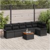 7-delad trädgårdsoffagrupp med kuddar svart Poly Rattan Akacia vidaXL 55 x 55 x 37 cm – miniatyr 1