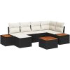 7-delad trädgårdsoffagrupp med kuddar svart poly-rattan akacia vidaXL 55 x 55 x 37 cm – miniatyr 2