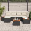 7-delad trädgårdsoffagrupp med kuddar svart poly-rattan akacia vidaXL 55 x 55 x 37 cm – miniatyr 3
