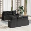 7-delad Trädgårdsoffagrupp med Kuddar Svart Poly Rattan vidaXL Medium – miniatyr 1