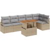 7-delad trädgårdsoffasats med kuddar Beige poly rotting akacia vidaXL Standard – miniatyr 2