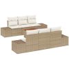 7-delad trädgårdsoffaset med beige kuddar i poly rattan och akacia vidaXL 55 x 55 x 37 cm – miniatyr 2