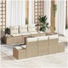 7-delad trädgårdsoffaset med beige kuddar i poly rattan och akacia vidaXL 55 x 55 x 37 cm – miniatyr 1