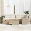 7-delad trädgårdsoffaset med kuddar Beige Poly Rattan vidaXL 234 x 124 x 85 cm – miniatyr 3