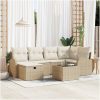 7-delad trädgårdsoffaset med kuddar Beige Poly Rattan vidaXL 234 x 124 x 85 cm – miniatyr 1