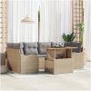 7-delad trädgårdsoffaset med kuddar beige poly rotting vidaXL Stor – miniatyr 1