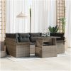 7-delad trädgårdsoffaset med kuddar Grå Poly Rattan vidaXL Medium – miniatyr 1