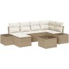7-delad Trädgårdsoffasett med kuddar Brun Poly Rattan vidaXL 264 x 154 x 85 cm – miniatyr 2
