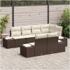 7-delad trädgårdsoffasett med kuddar i brun poly rattan vidaXL 264 x 154 x 85 cm – miniatyr 3