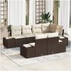 7-delad trädgårdsoffasett med kuddar i brun poly rattan vidaXL 264 x 154 x 85 cm – miniatyr 1