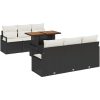 7-delad Trädgårdsoffasett med Kuddar Svart Poly Rattan Akacia vidaXL Medium – miniatyr 2