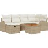 7-delad Trädgårdsoffgrupp med Kuddar Beige Poly Rattan vidaXL 55 x 55 x 37 cm – miniatyr 2