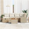 7-delad Trädgårdsoffgrupp med Kuddar Beige Poly Rattan vidaXL 55 x 55 x 37 cm – miniatyr 3