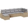7-delad Trädgårdsoffset med Kuddar Beige Poly Rattan vidaXL 289 x 124 x 85 cm – miniatyr 2