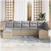 7-delad Trädgårdsoffset med Kuddar Beige Poly Rattan vidaXL 289 x 124 x 85 cm – miniatyr 3