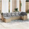 7-delad Trädgårdsoffset med Kuddar Beige Poly Rattan vidaXL 289 x 124 x 85 cm – miniatyr 1
