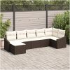 7-delad Trädgårdsoffset med Kuddar Brun Poly Rattan vidaXL 288.5 x 123.5 x 85 cm – miniatyr 1