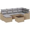 7-delad trädgårdsoffset med kuddar svart poly rattan vidaXL Stor – miniatyr 2
