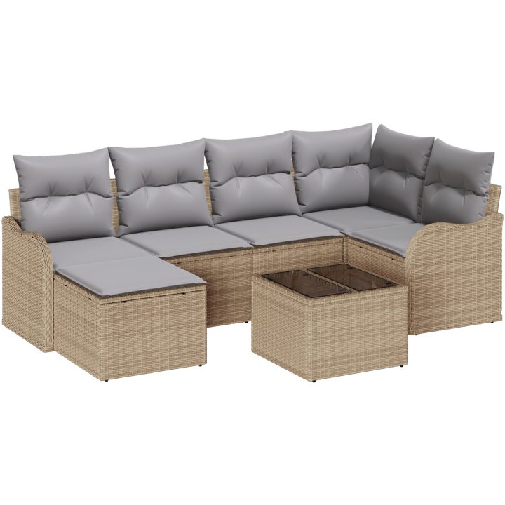 7-delad trädgårdsoffset med kuddar svart poly rattan vidaXL Stor – bild 2