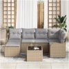 7-delad trädgårdsoffset med kuddar svart poly rattan vidaXL Stor – miniatyr 3