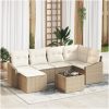 7-delad Trädgårdsoffuppsättning med Kuddar Brun Poly Rattan vidaXL 288.5 x 123.5 x 85 cm – miniatyr 1