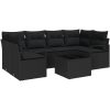 7-delad Trädgårdsoffuppsättning med Kuddar Svart Poly Rattan vidaXL Medium – miniatyr 2