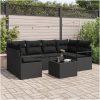 7-delad Trädgårdsoffuppsättning med Kuddar Svart Poly Rattan vidaXL Medium – miniatyr 1