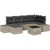 7-delad trädgårdssofa set med kuddar grå poly konstrotting vidaXL 264 x 154 x 85 cm – miniatyr 2