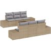 7-delad trädgårdssoffa med kuddar beige poly rattan vidaXL 55 x 55 x 37 cm – miniatyr 2