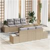 7-delad trädgårdssoffa med kuddar beige poly rattan vidaXL 55 x 55 x 37 cm – miniatyr 1