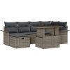 7-delad Trädgårdssoffa med kuddar Grå Poly Rattan vidaXL Standard utomhussoffa – miniatyr 2