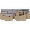 7-delad trädgårdssoffa med kuddar i beige poly-rattan vidaXL 100 x 55 x 73 cm – miniatyr 2