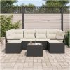 7-delad Trädgårdssoffa med kuddar Svart Poly Rattan vidaXL Medium – miniatyr 3
