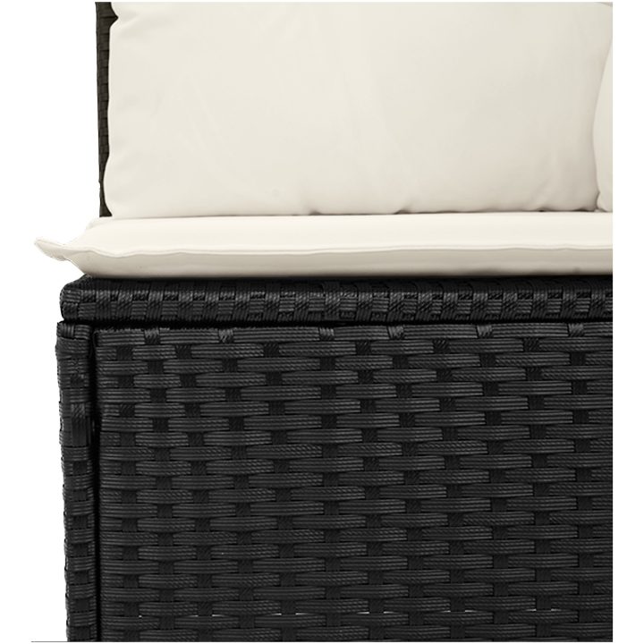 7-delad Trädgårdssoffa med kuddar Svart Poly Rattan vidaXL Medium – bild 8