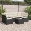 7-delad Trädgårdssoffa med kuddar Svart Poly Rattan vidaXL Medium – miniatyr 1