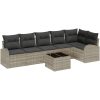 7-delad trädgårdssoffset med kuddar Grå Poly Rattan vidaXL 55 x 55 x 37 cm – miniatyr 2