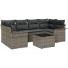 7-delad trädgårdssoffuppsättning med kuddar Grå Poly Rattan vidaXL 55 x 55 x 37 cm – miniatyr 2