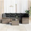 7-delad trädgårdssoffuppsättning med kuddar Grå Poly Rattan vidaXL 55 x 55 x 37 cm – miniatyr 3
