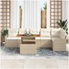 7-delad Trädgårdsssofa Set med Kuddar Beige Poly-Rotting vidaXL Standardstorlek för utomhusseating – miniatyr 1