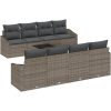 7-delade Trädgårdsoffaset med Kuddar Grå Poly Rattan vidaXL 55 x 55 x 37 cm – miniatyr 2