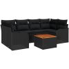 7-delade trädgårdsoffasett med kuddar svart polyroting akacia vidaXL Medium – miniatyr 2