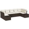 7-delade Trädgårdsoffset med Kuddar Brun Poly Rattan vidaXL 289 x 154 x 85 cm – miniatyr 2