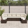 7-delade Trädgårdsoffset med Kuddar Brun Poly Rattan vidaXL 289 x 154 x 85 cm – miniatyr 3