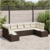 7-delade Trädgårdsoffset med Kuddar Brun Poly Rattan vidaXL 289 x 154 x 85 cm – miniatyr 1
