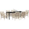7-delade trädgårdsset med kuddar i beige poly rattan vidaXL 200 x 80 x 73 cm – miniatyr 3